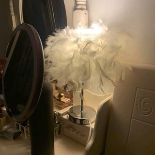 Đèn ngủ để bàn D07 cao cấp nón lông vũ cực đẹp có tăng giảm độ sáng