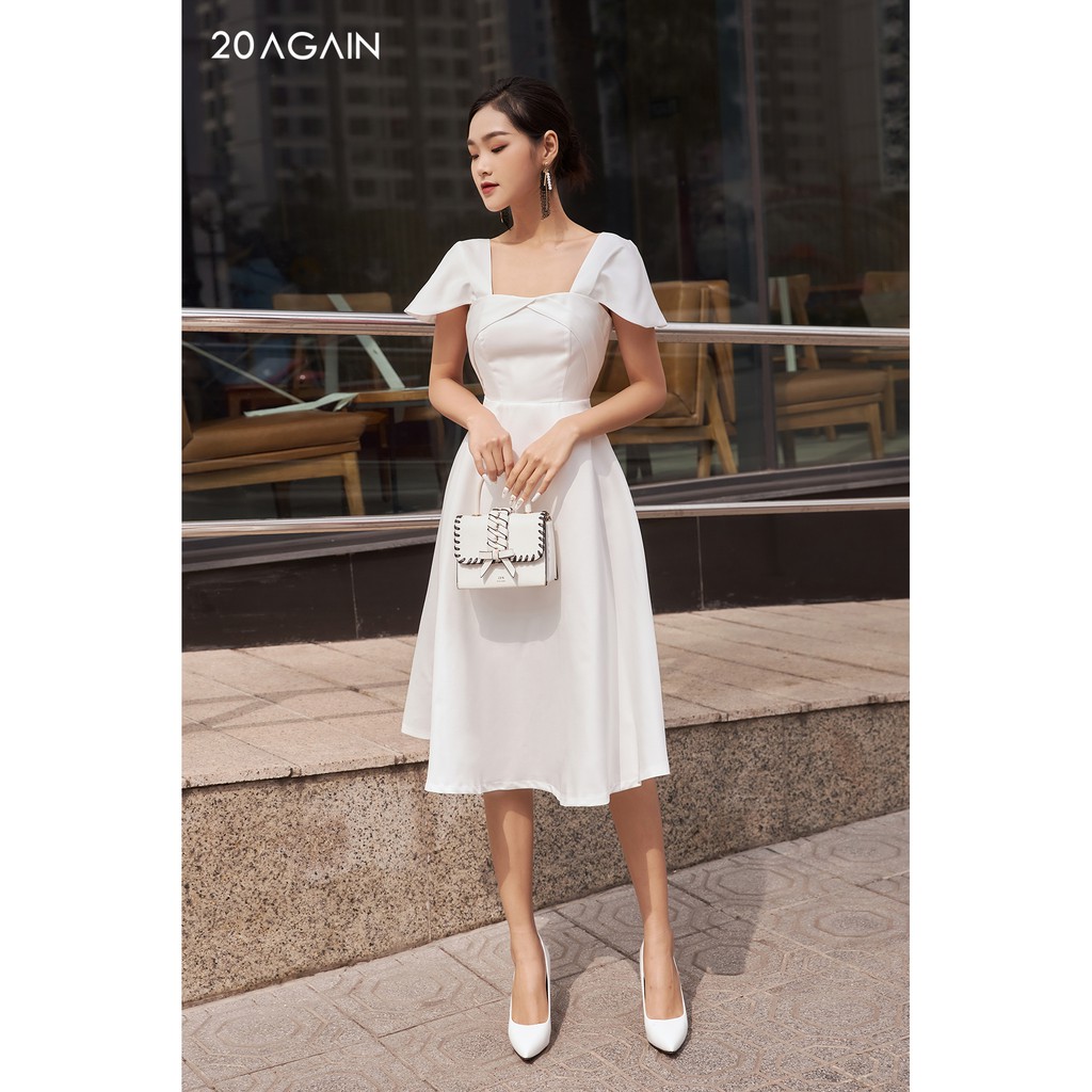 Đầm Xòe Xoắn Nơ Ngực 20AGAIN DEA1203