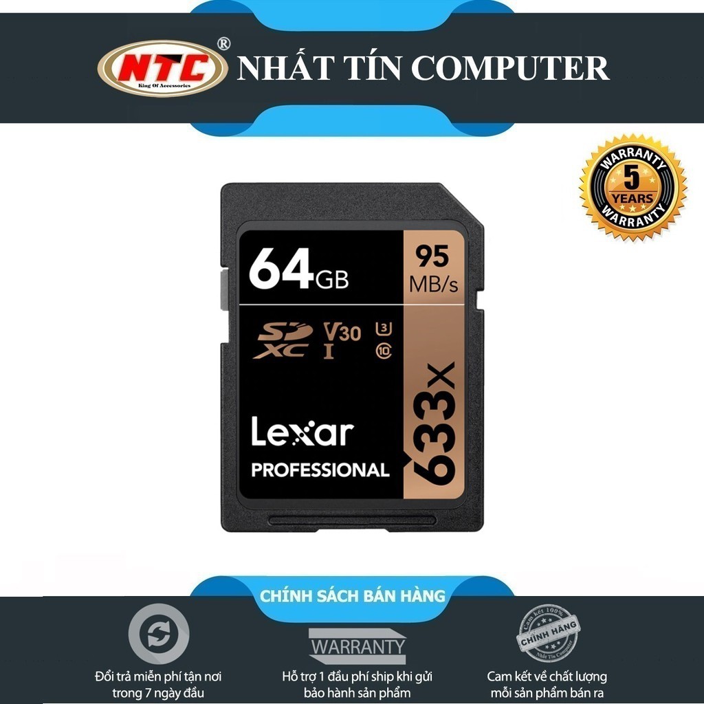 k89 Thẻ Nhớ SDXC Lexar Professional 633x 64GB UHS-I U3 4K V30 95MB/s (Đen) 1