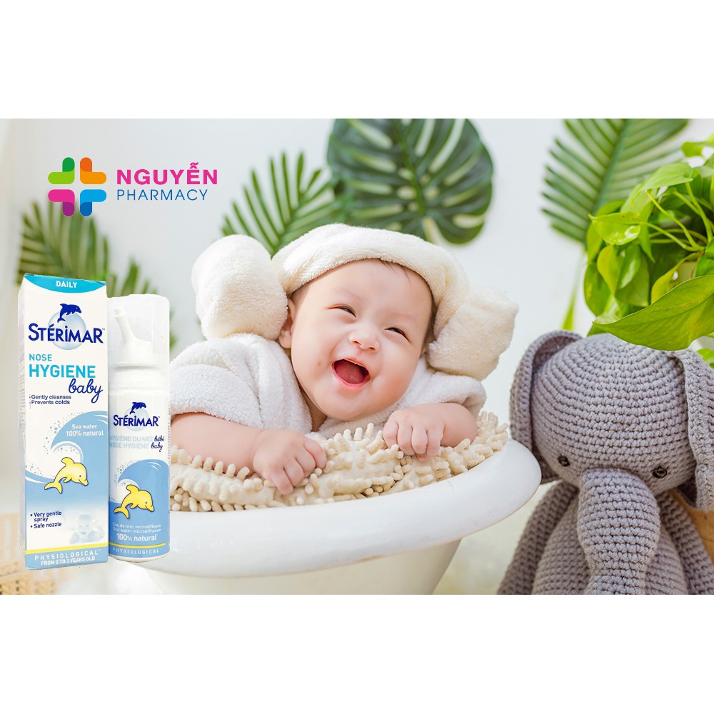 Nước muối biển sâu xịt mũi cá heo Sterimar Baby - làm sạch mũi, ngừa bệnh tai mũi họng