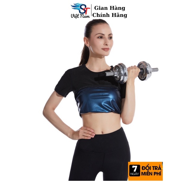 Áo Sinh Nhiệt Đổ Mồ Hôi Đốt Mỡ Bụng Eo Vai Bắp Tay, Áo phông Tập Gym Nam/Nữ Đốt Mỡ St Việt Nam,