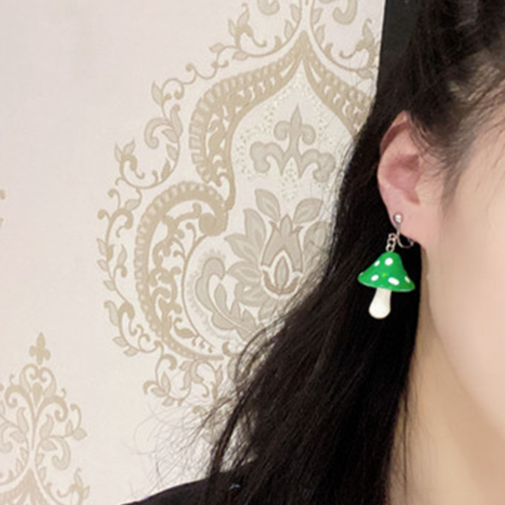 Đôi Bông Tai Hình Nấm Bằng Nhựa Resin Màu Sắc Đáng Yêu