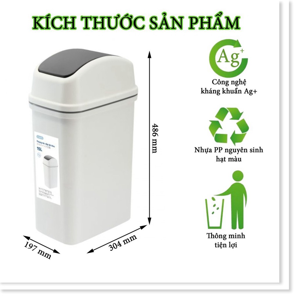 [Tặng Quà]Thùng Rác Thông Minh,Nhựa Nắp Lật Inochi 5/10/15 Lít Rất Đẹp Làm Sọt Rác Văn Phòng, Khách Sạn, Đựng Rác