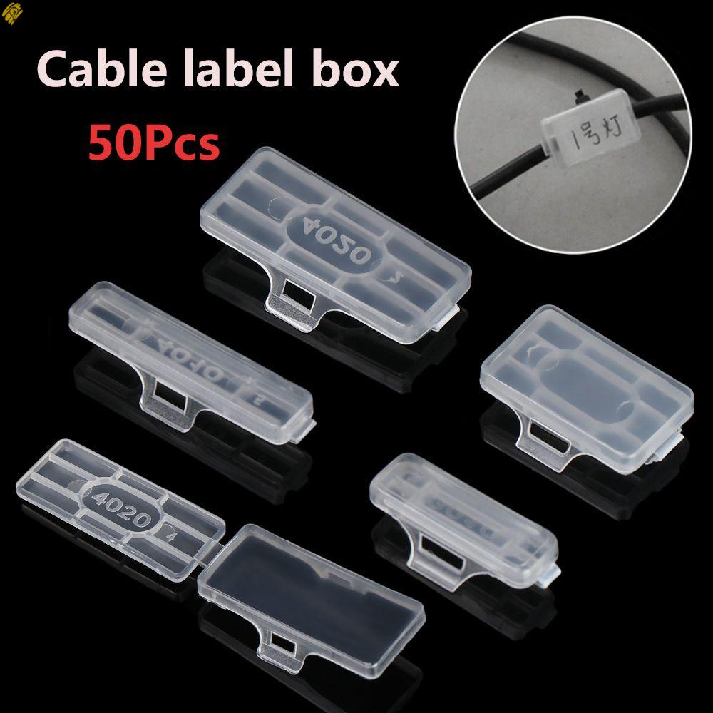 Bộ 50 cái thẻ đánh dấu dây cáp mạng và sạc trong suốt chống nước tiện lợi
