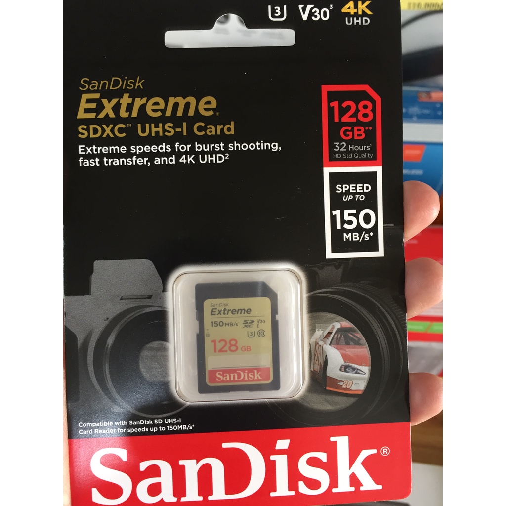 Thẻ nhớ SDXC SanDisk Extreme U3 V30 180MB/s dung lượng 64GB 128GB 256GB