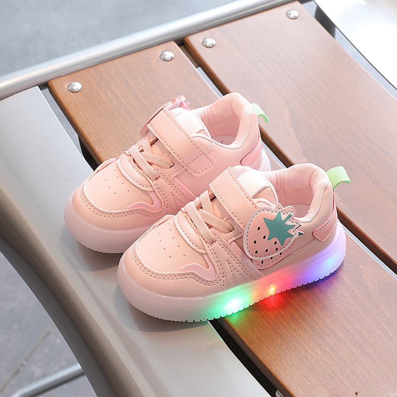 Giày Sneaker Đế Phẳng Chống Trượt Có Đèn LED Thoáng Khí In Họa Tiết Hoạt Hình Dễ Thương Cho Bé Trai & Gái 1 -