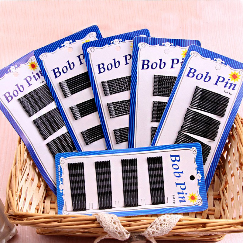 Vỉ kẹp ghim tóc, kẹp tăm đen cài tóc bằng thép không gỉ ( vỉ 36 c )