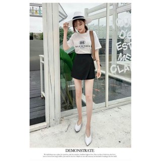 Quần shot nữ mặc nhà vạt chéo cá tính cạp chun chất vải UIM dày dặn màu đen Quần đùi nữ thể thao mặc tập gym  đi chơi