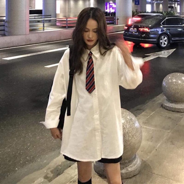 Áo thun gân cổ nơ và áo sơ mi kèm cà vạtDAQUY20áo sơ mi nơ cực sang chảnh full size