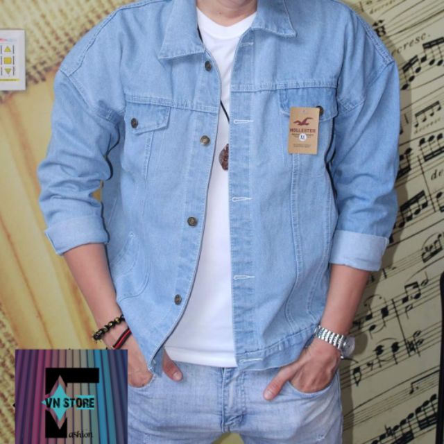 Áo Jean trơn xanh nam nữ trơn