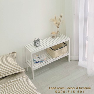 Kệ Gỗ 2 Tầng Sơn Trắng Cao Cấp - Size 2FM - Kệ Giày Dép/Kệ Đầu Giường