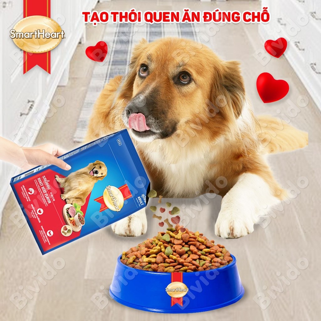 Thức ăn chó lớn Smartheart Adult vị bò, cừu túi 400g - Bivido