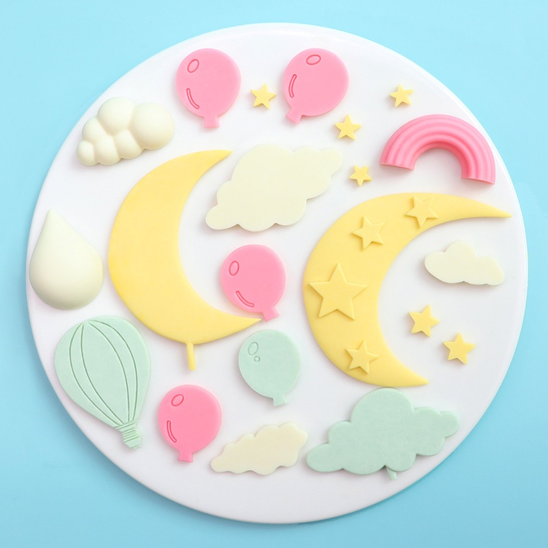 Khuôn Silicone Tạo Hình Làm Bánh Kẹo Hình Ngôi Sao / Đám Mây / Cầu Vồng / Ngôi Sao / Đám Mây 3D