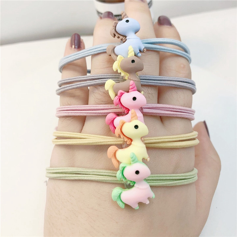 Cartoon Resin Unicorn Rubber Band Rope Nhật Bản và Hàn Quốc nhỏ tươi ISN cao đàn hồi chuông tóc Phụ kiện Bán buôn Phụ nữ