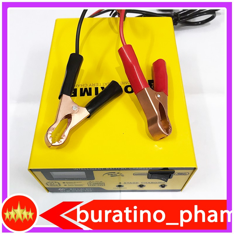 Sạc Acquy tự động 12V 24V 200Ah, Sạc ắc quy ô tô xe máy tốc độ nhanh thông minh BOLAIME