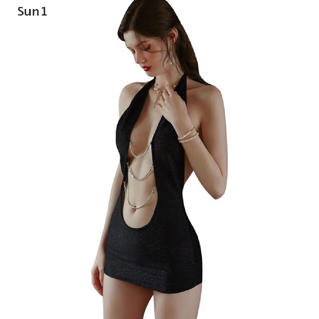 1 &gt; 1 Bộ Đồ Lót Ôm Ngực Và Hông Hở Lưng Màu Đen Gợi Cảm Cho Nữ