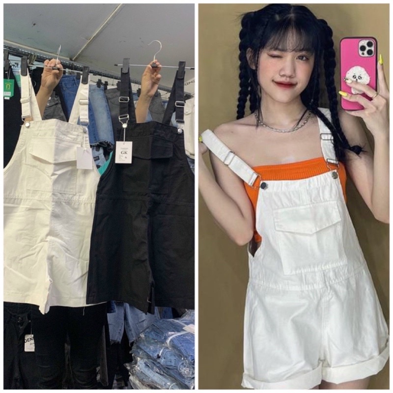 Yếm kaki 2 màu đen - trắng full size SML
