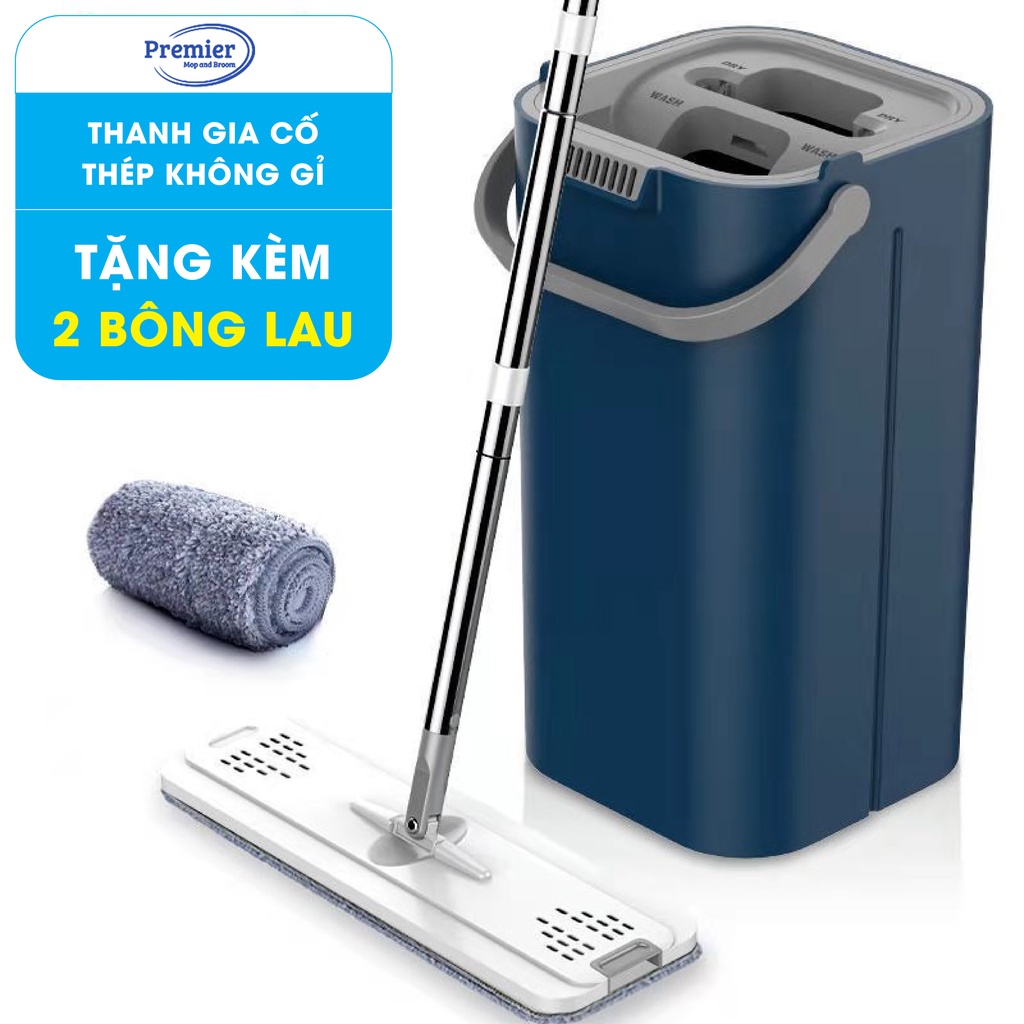 Cây lau nhà tự vắt thông minh Pulito, Bộ lau nhà 360 độ tặng kèm 2 bông lau BLN-R4