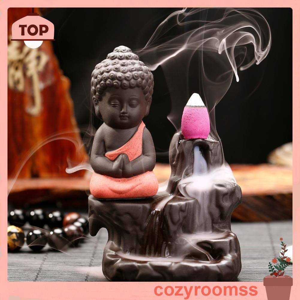 Tượng Phật mini bằng sứ màu tím dùng trang trí