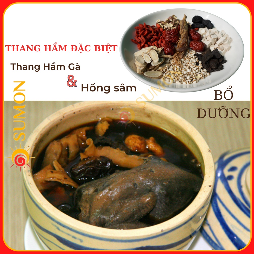 Thang Hầm Gà Hồng Sâm SUMON gói thuốc bắc hầm gà, chim câu... Bồi bổ cơ thể, món ăn bổ dưỡng... MS-56