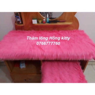 Thảm lông trải bàn trang điểm hồng kitty lông dài