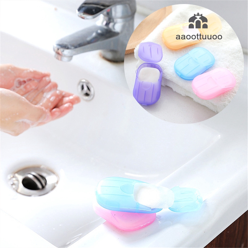 Soap Paper Portable Hand-washing Tablets Mini Soap Paper Hotel Travel Disposable (20 Sheets)