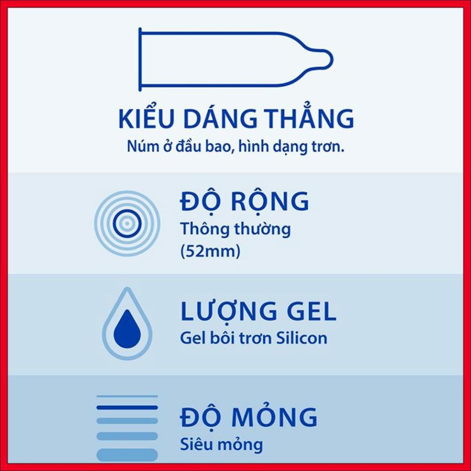 Bao cao su Durex Invisible Extra Thin Extra Sensitive 10 bao siêu mỏng kéo dài thời gian quan hệ