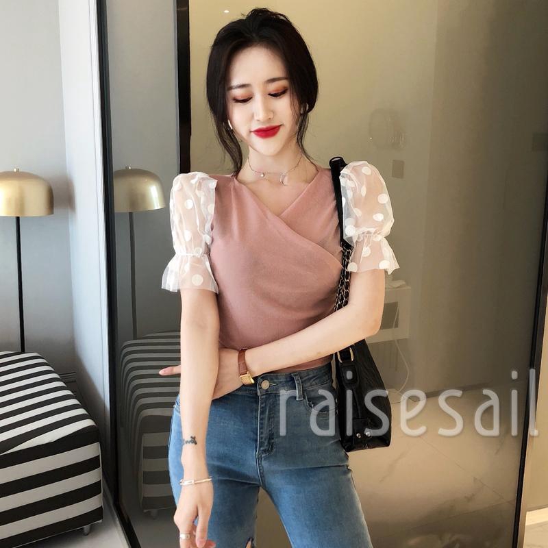 Áo Lưới Tay Ngắn Cổ Chữ V Thời Trang Cho Nữ