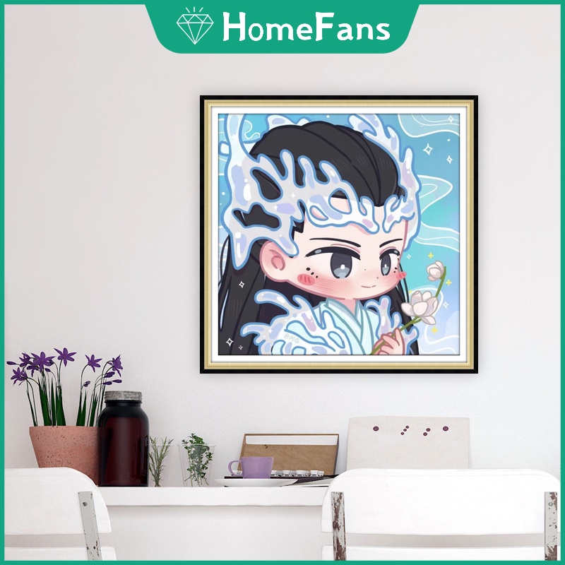 Bộ Tranh Đính Đá 5D Tự Làm 30x30cm / 40x40cm / 50x50cm Hình Cô Tiên / Ác Quỷ Dễ Thương Trang Trí Nhà Cửa