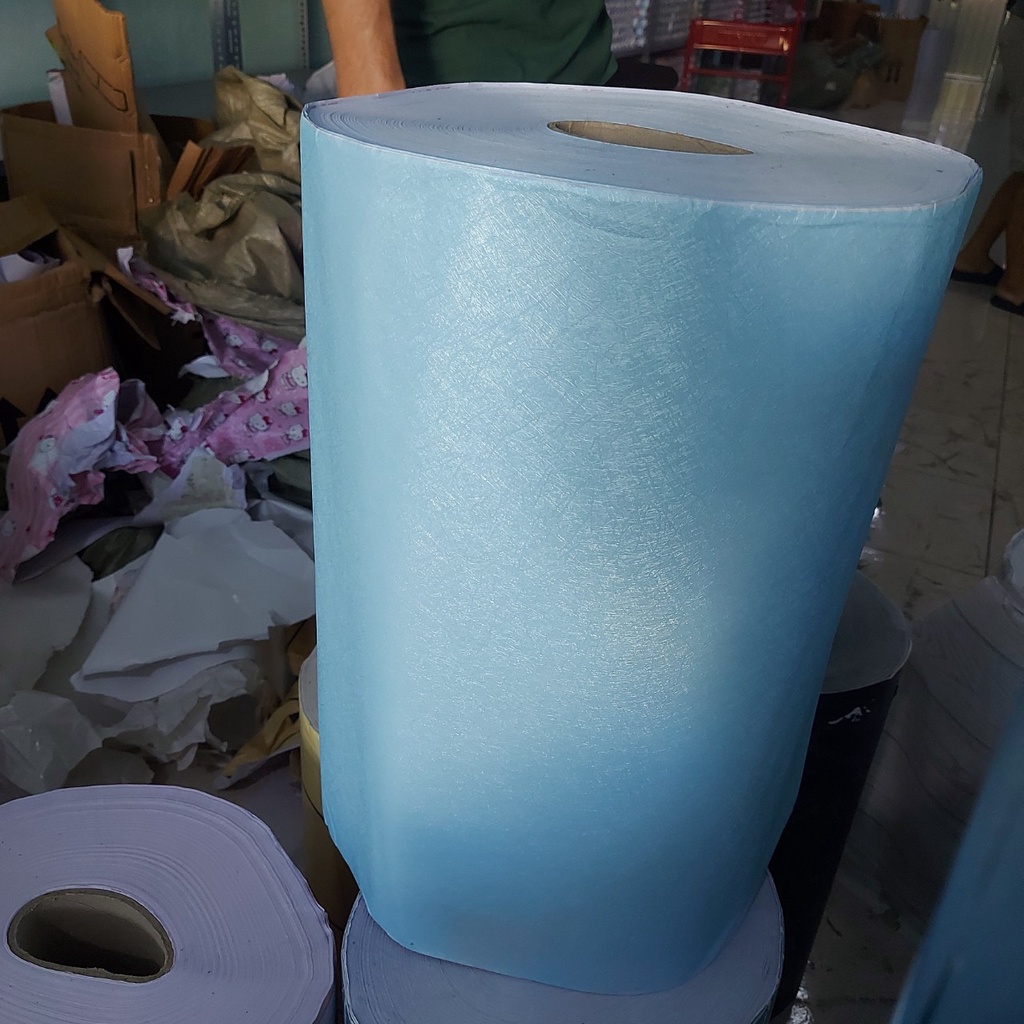 Decal giấy dán tường XANH DƯƠNG SỢI khổ 45cm 1 mét