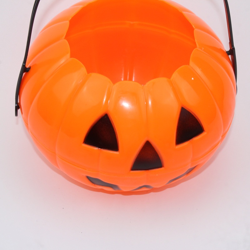 1 Xô Đựng Kẹo Hình Quả Bí Ngô Halloween Dành Cho Trẻ Em