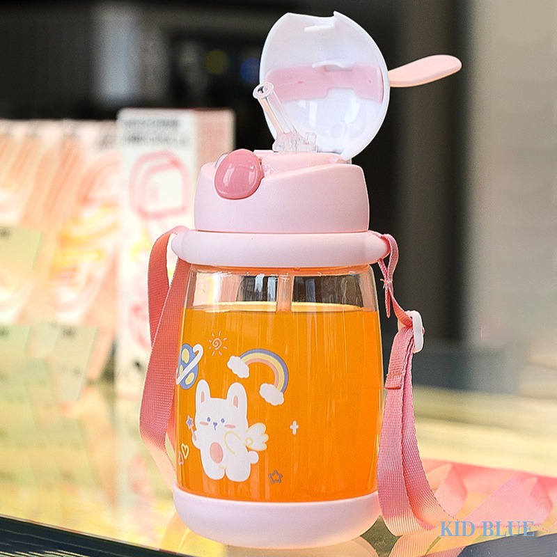 Bình Nước Nhựa Dung Tích 600ml Họa Tiết Thỏ Hoạt Hình Dễ Thương Cho Bé