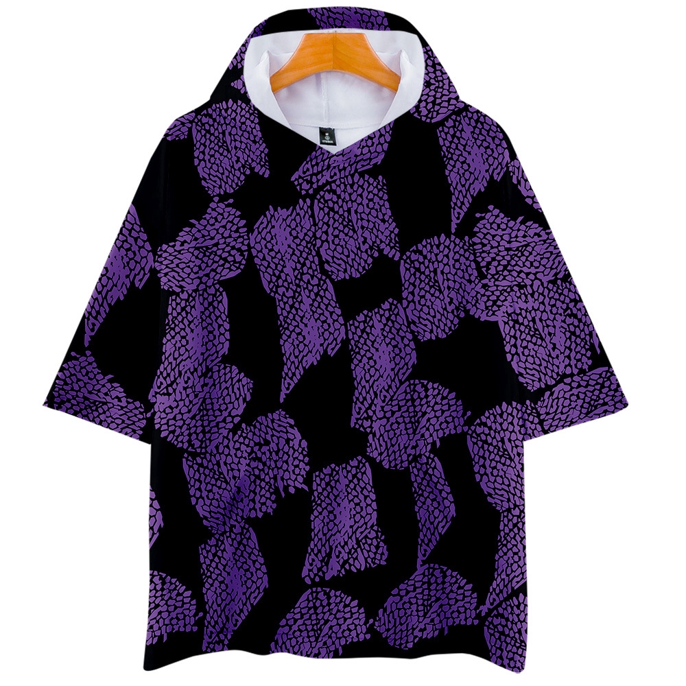 Áo tay ngắn in họa tiết anime có nón trùm đầu thời trang cho nam và nữ Anime Demon Slayer Kimetsu no Yaiba