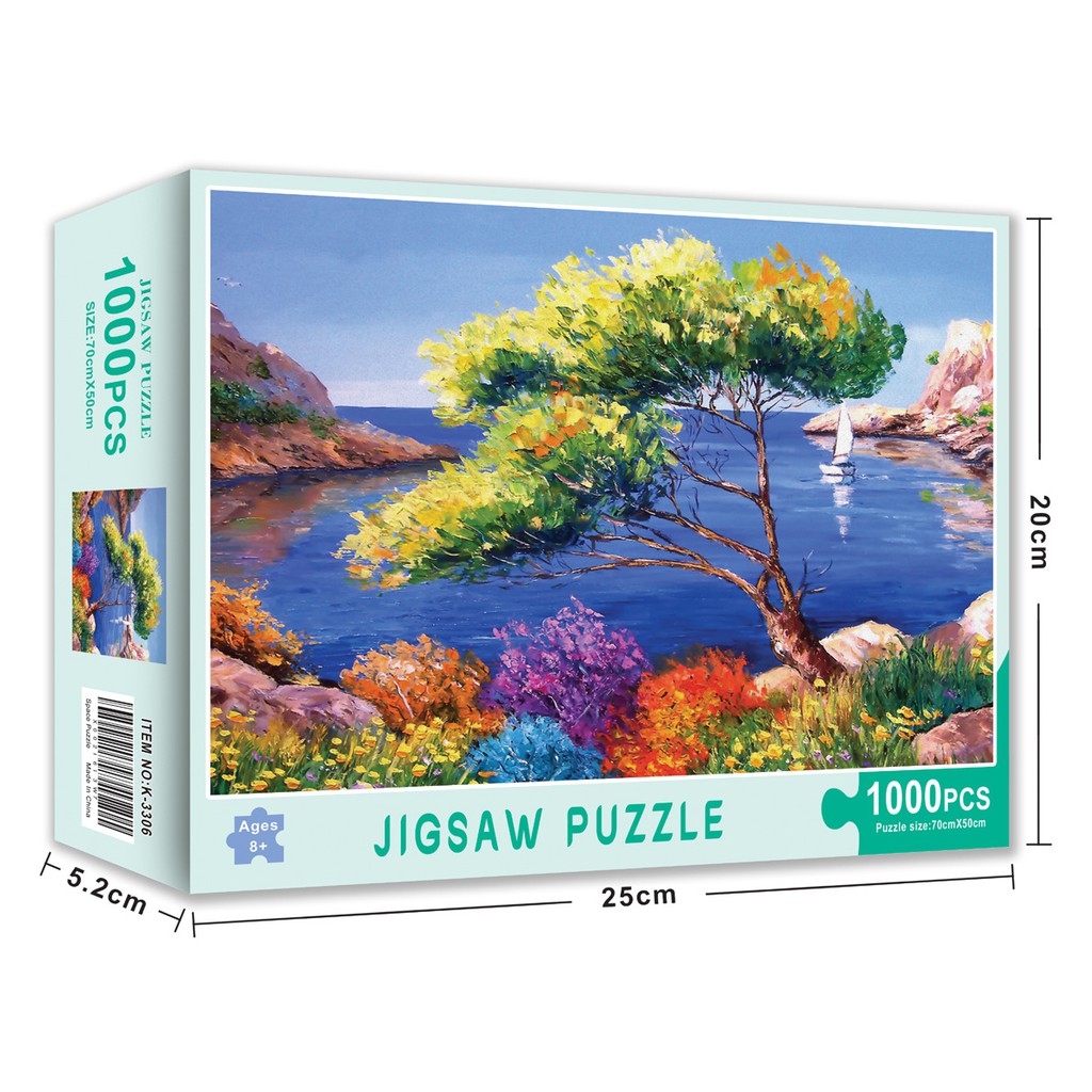 Bộ Tranh Ghép Xếp Hình 1000 Pcs Jigsaw Puzzle (Tranh ghép 70*50cm) Biển Và Cây Xanh Bản Thú Vị Cao Cấp-H51