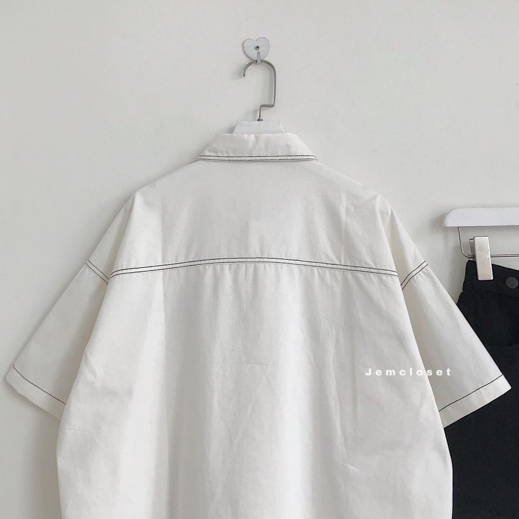 Áo sơ mi chỉ nổi ô vuông unisex nam nữ ulzzang Hàn quốc siêu hot