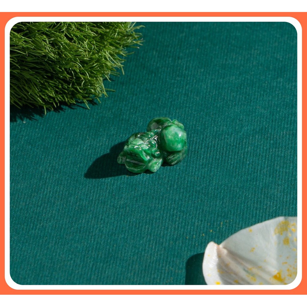 Cụ Tỳ Hưu đá Ngọc Sơn Thủy màu xanh lục chuẩn thiên nhiên Tặng kèm túi đựng TH150 - Hợp tất cả các mệnh