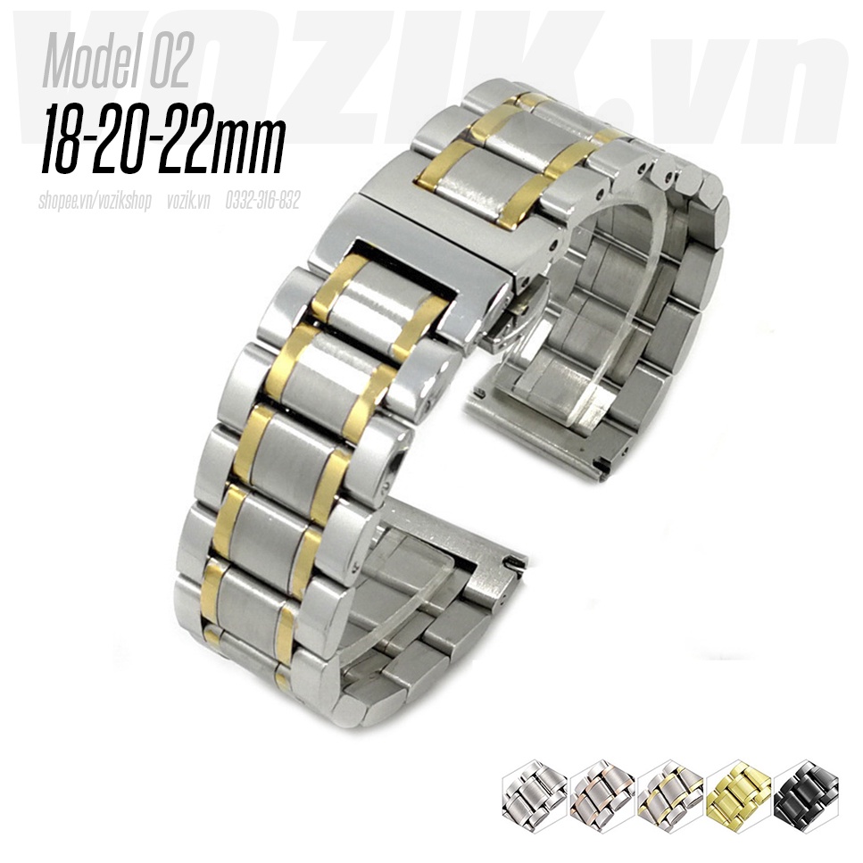 Dây đồng hồ khóa bướm thép không gỉ model 02 chống han gỉ chống bay màu