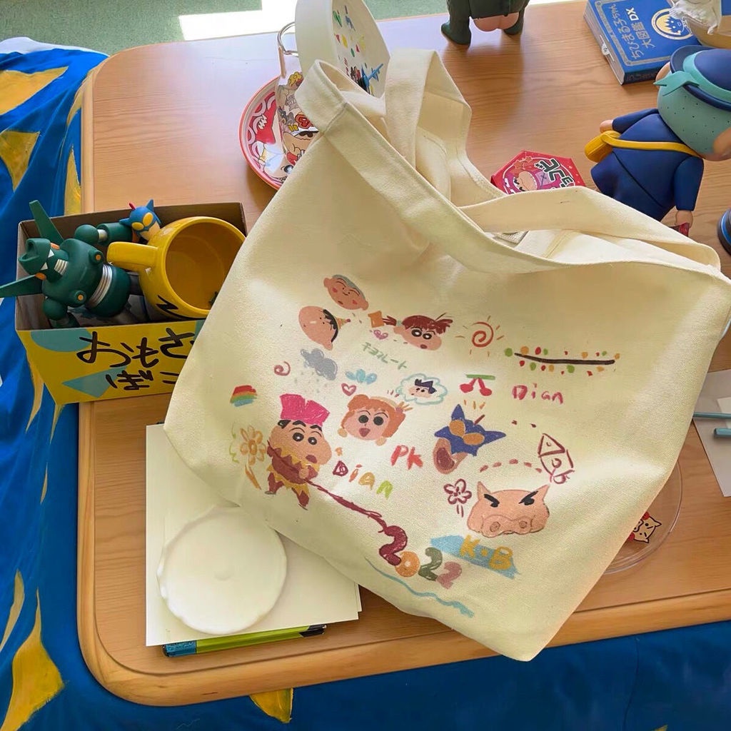 Túi xách canvas họa tiết hoạt hình xinh xắn thời trang nữ