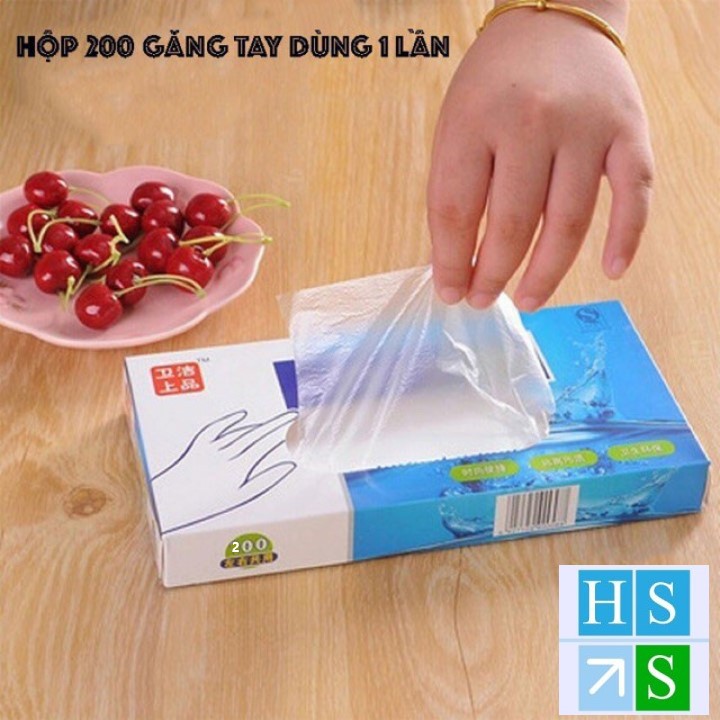 Hộp 200 GĂNG TAY nilon ( PE ) AB bảo vệ tay sử dụng 1 lần rất tiện dụng - HS shop Đà Nẵng