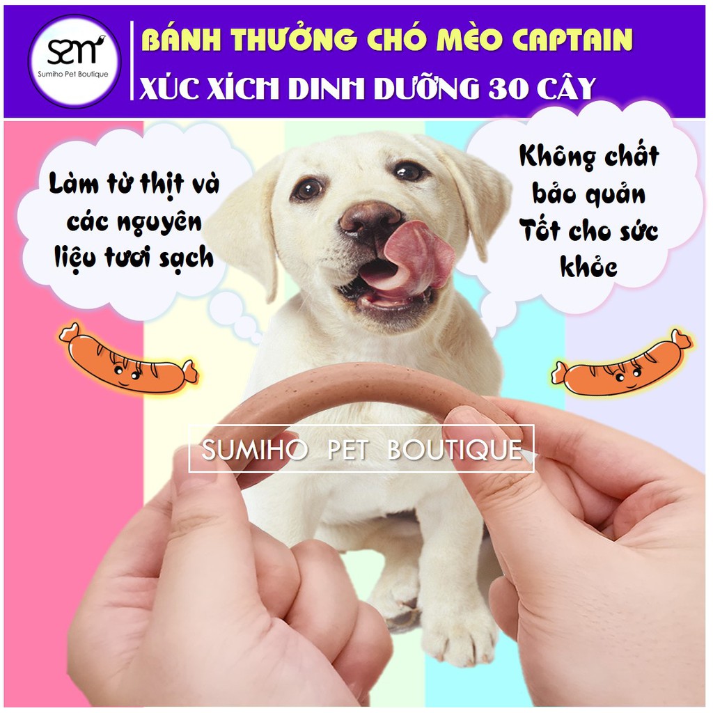 Xúc xích cho chó mèo Captain bịch 30 cây (500gr)