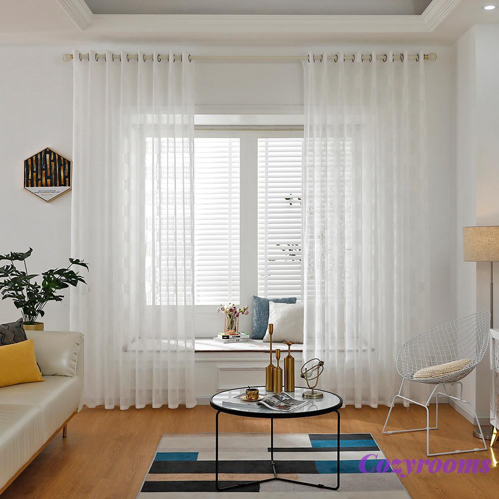 1 Rèm Cửa Vải Tuyn Màu Trơn Hiện Đại