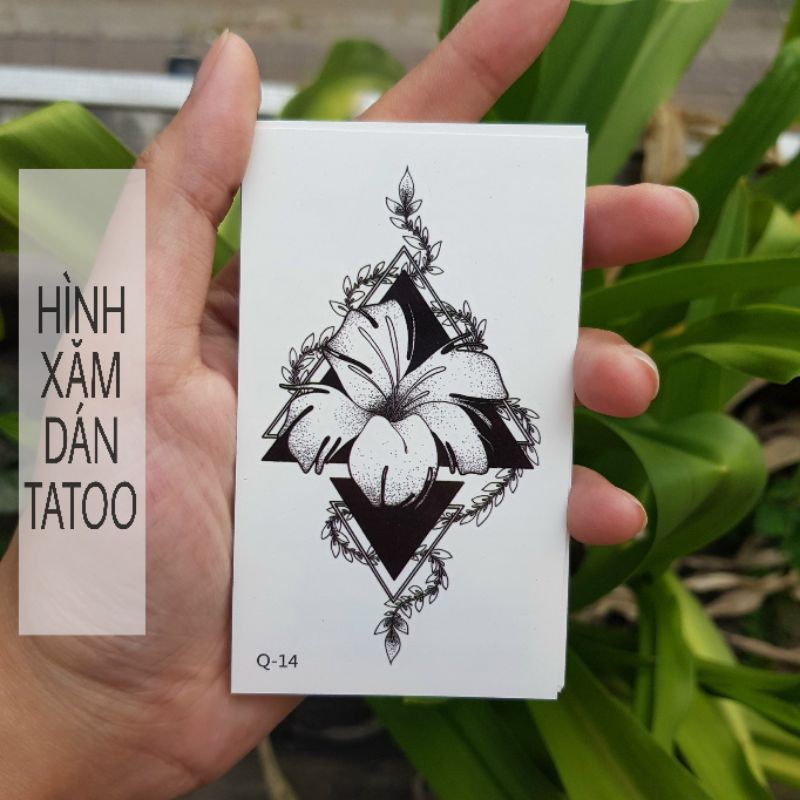 Hình xăm hoa style chất q14. Xăm dán tatoo mini tạm thời, size &lt;10x6cm