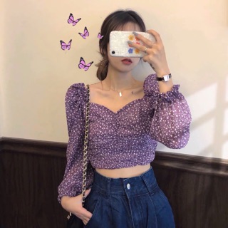 Áo phong cách Hàn Quốc dài tay màu tím  hottrend