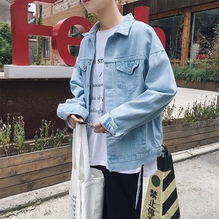 Áo khoác bò form rộng dài tay, áo jean nam xanh+ đen hàn quốc - starsky aj080