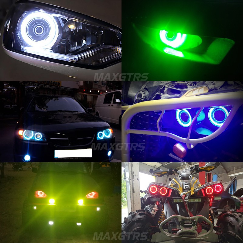 Bộ 2 Đèn Pha LED COB Dạng Vòng Halo Tự Động Phá Sương Mù Cho Xe Hơi / Xe Máy MAXGTRS