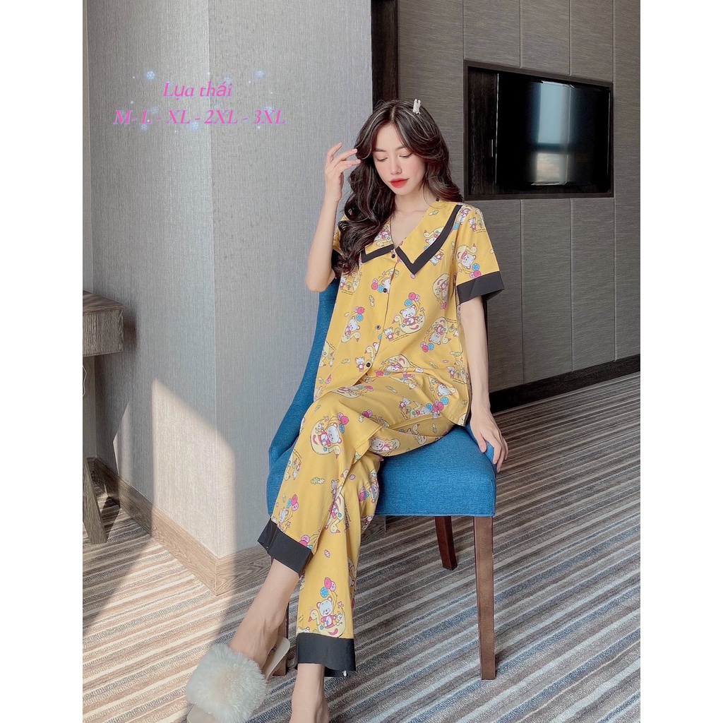 Đồ Bộ Nữ Mặc Nhà ❤️Freeship❤️Đồ Bộ Tiểu Thư Pijama Nữ Mặc Nhà Quần Dài Lụa Thái Cao Cấp MOMOSA