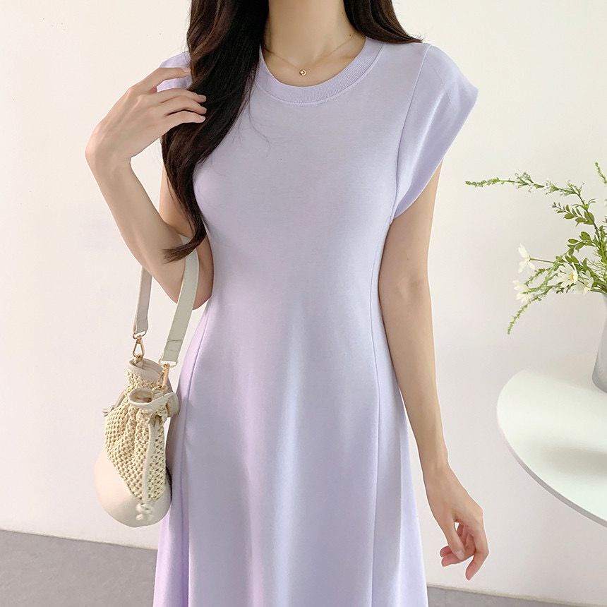 Đầm Trơn Màu Không Tay Thời Trang Mùa Hè Pháp Đơn Giản 53814