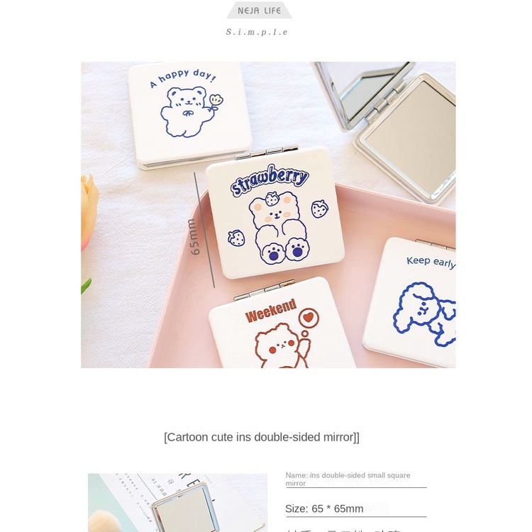 Gương mini cầm tay, Gương trang điểm mini hai mặt bỏ túi cao cấp dễ thương, Gương Mini Gập Hai Mặt Dễ Thương Hàn Quốc, Gương Trang Điểm Hai Mặt Gấp Gọn Họa Tiết Thỏ bunny Dễ Thương Phong Cách Hàn Quốc