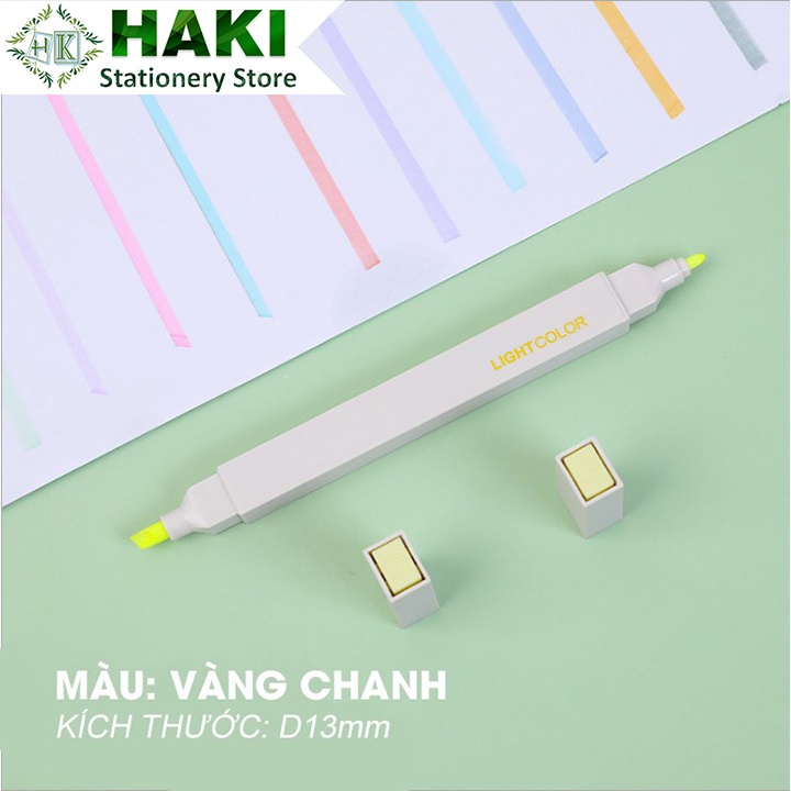 Bút dạ hai đầu màu Morandi màu xinh xắn tiện dụng, bút đánh dấu bút nhớ LIGHTCOLOR Bút Highlighter HAKI B08