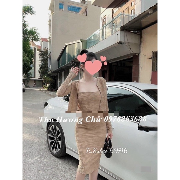 Set Đầm Body 2 Dây Dáng Dài Kèm Khoác 3 Màu Chất Xốp Đẹp Y Hình Tôn Dáng Sang Chảnh Đi Chơi Đi Dạo ATN CLOTHING